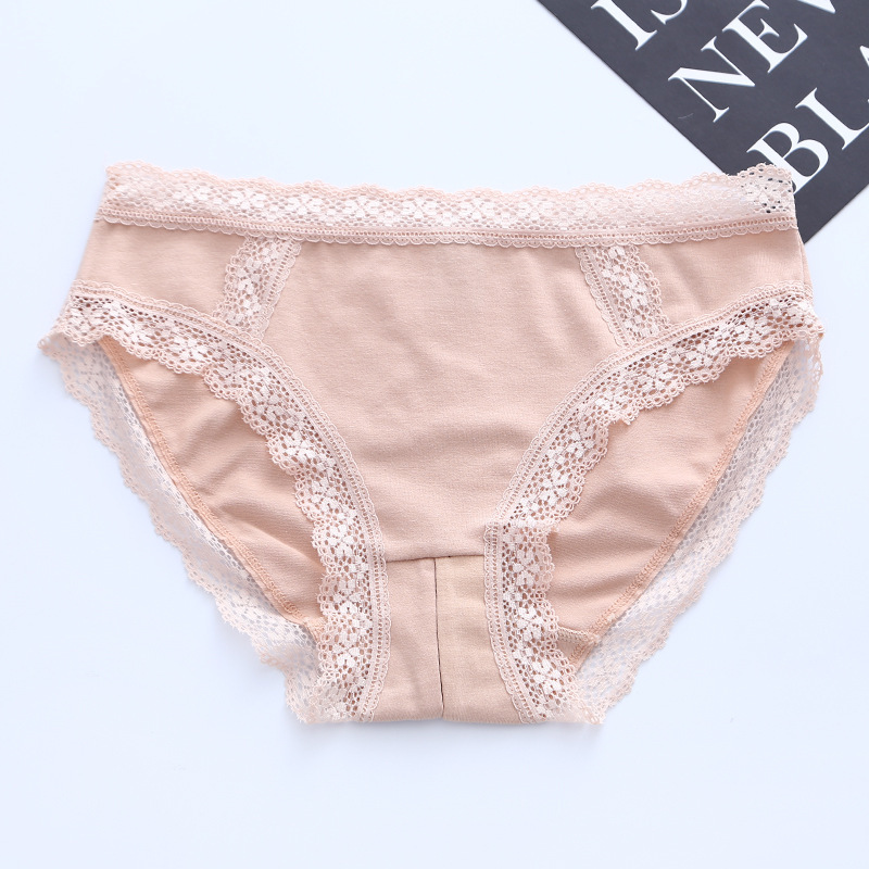 in Stock Supply New Cotton Material with Lace Open-Seat Pants Simple Natural Floral Free off SM Underwear Wave Pants