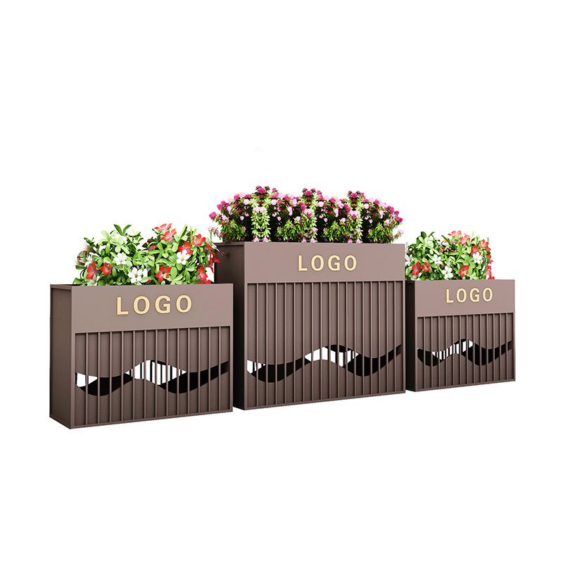 户外铁艺花箱组合市政花坛房地产咖啡厅室外花槽隔断花池外摆花架