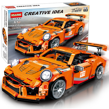 兼容乐高6954跑车模型moc小颗粒积木赛车儿童拼插男孩玩具礼品diy-阿