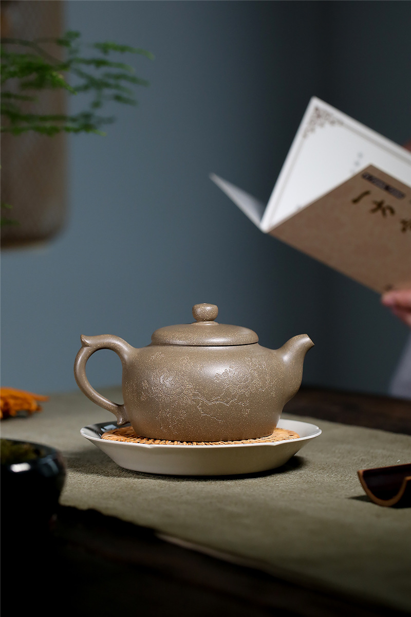 现货供应名家茶壶全手工豆青砂大容量德中紫砂壶国工丁洪斌泡茶壶