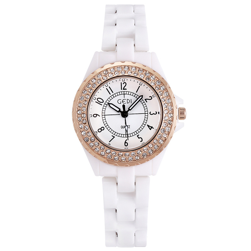 gedi歌迪网红情侣手表一对潮流时尚个性陶瓷镶钻男士石英防水女表