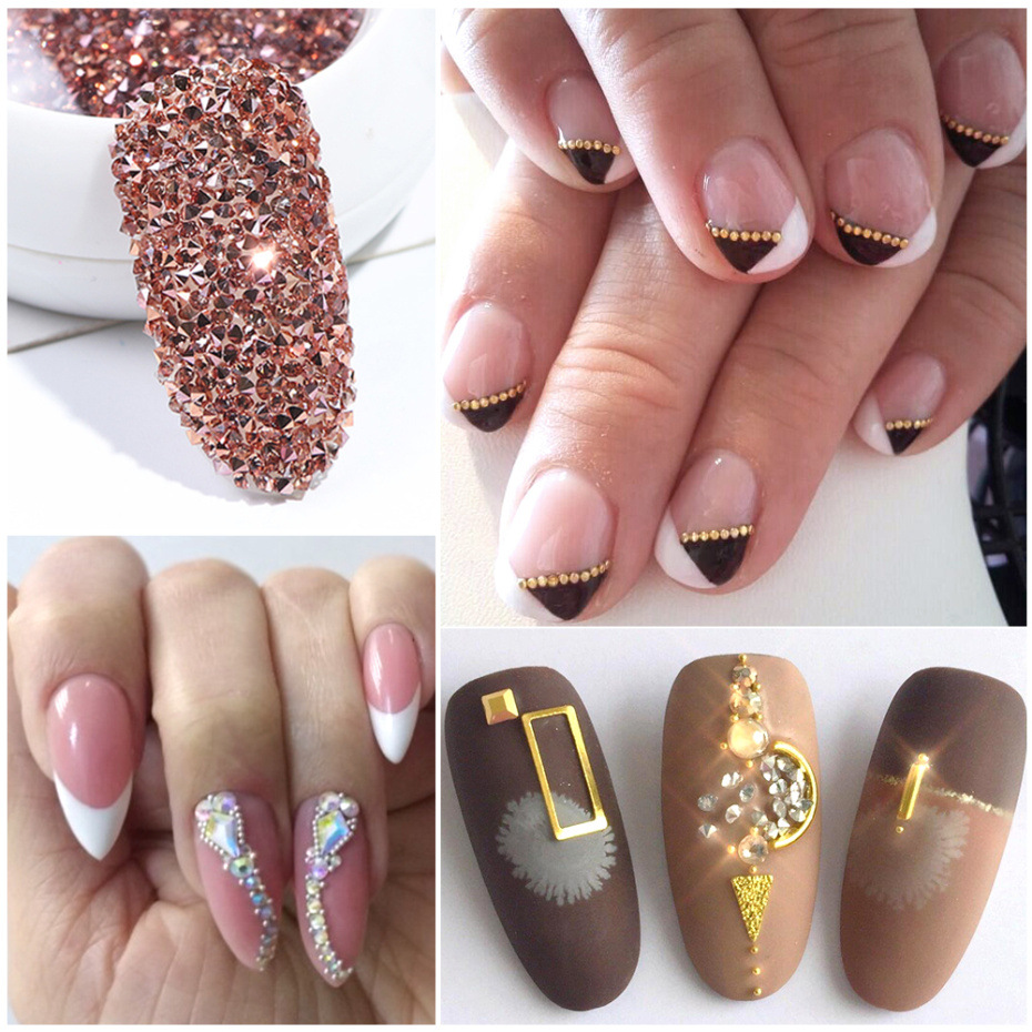 跨境热款美甲饰品 经典美甲金银钢珠珍珠银底钻混合饰品套装 nail