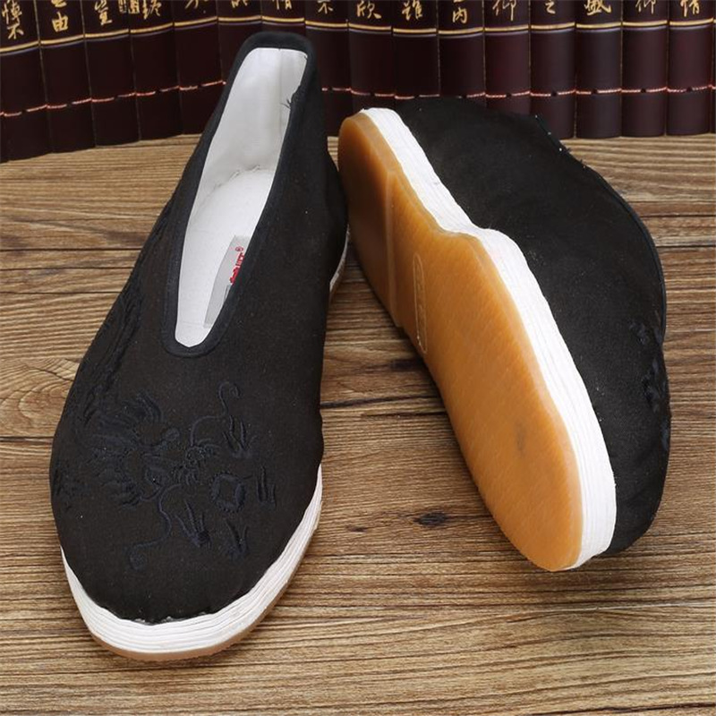 老北京纯手工绣龙圆口布鞋男春夏休闲中式中国风婚鞋刺绣复古单鞋