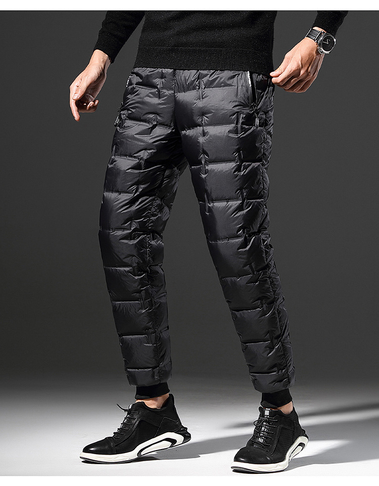 羽绒裤冬季男外穿加厚保暖防风时尚棉裤男士户外运动压胶鸭绒