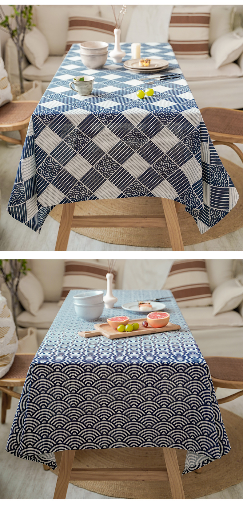 日式和风布艺棉麻桌布波纹海浪家用茶几台布文艺范摄影背景布批发