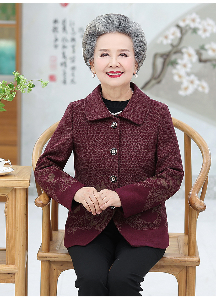中老年人女春装外套大码奶奶装60岁70老太太宽松翻领上衣休闲外搭