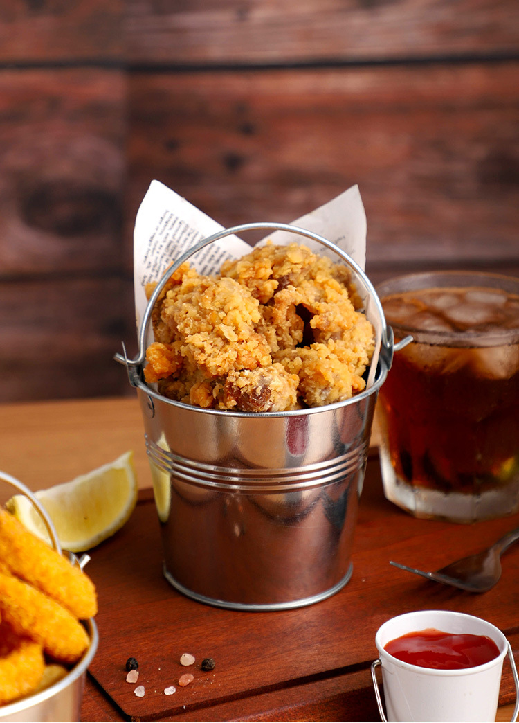 美式咖啡厅不锈钢迷你薯条桶创意餐厅小吃桶炸鸡桶薯条架啤酒冰桶