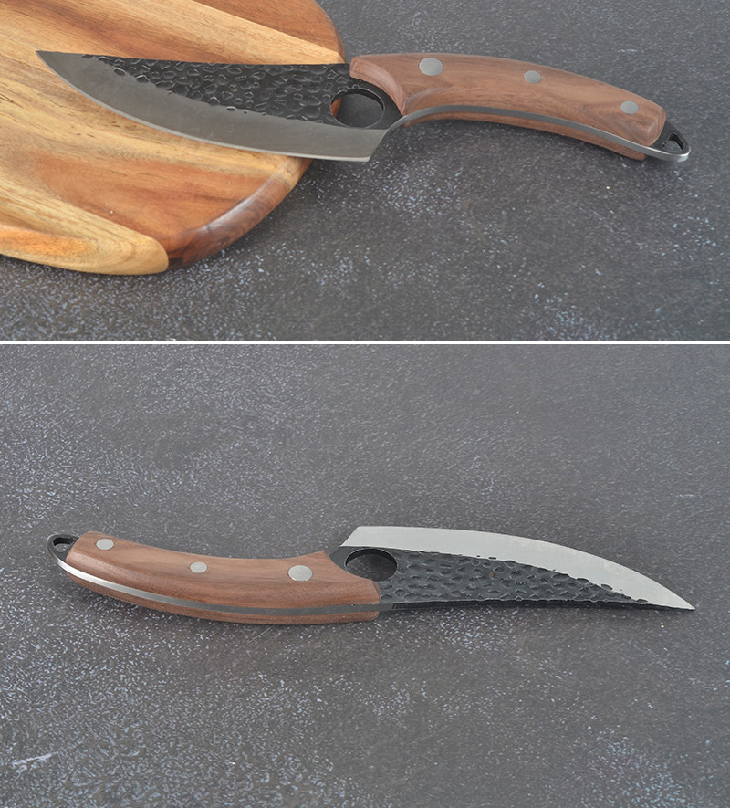 菜刀锤纹高碳钢剔骨刀家用户外开片杀鱼切分割肉屠宰刀锻打小弯刀