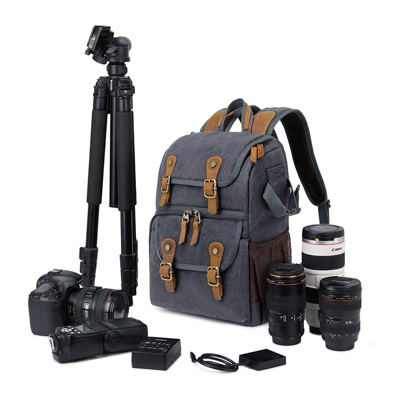 Camera Bag New SLR Backpack Photography Bag Waterproof Large Capacity Wax Dye Canvas Backpack Outdoor Bag