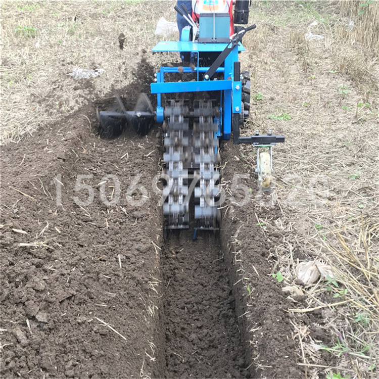 挖沟神器农用起沟机 履带链式深沟机 手扶链条开沟机 管道用开沟