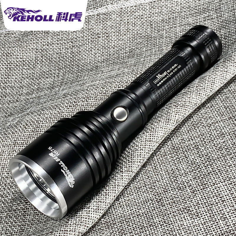 科虎r675强光手电筒 18650锂电充电式户外便携铝合金电筒安保手电
