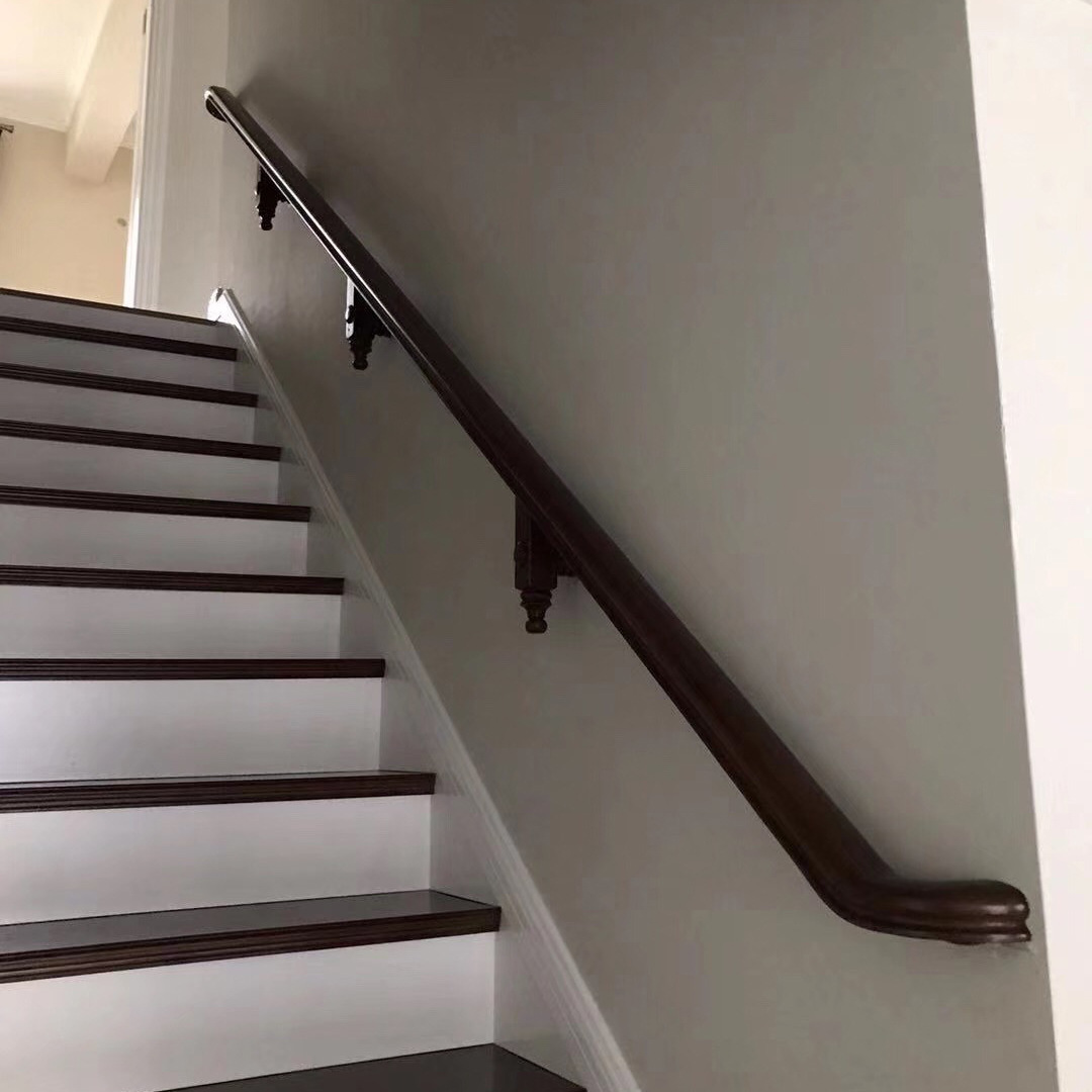 美国红橡木楼梯扶手 有水泥基础楼梯扶手 木扶手楼梯加工厂家