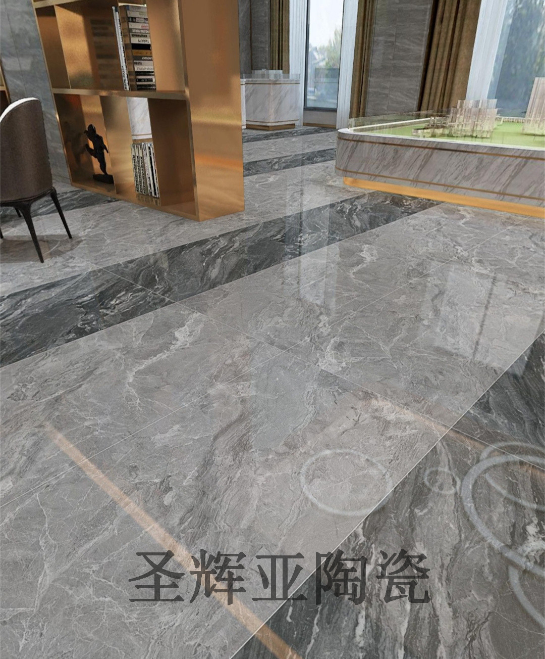 大板1.5米客厅办公室地面砖1500x750通体大理石防滑安基瓷砖灰色