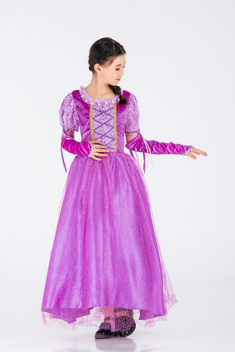 实拍豪华紫色睡美人公主裙儿童连衣裙cosplay外贸服装舞台演出服