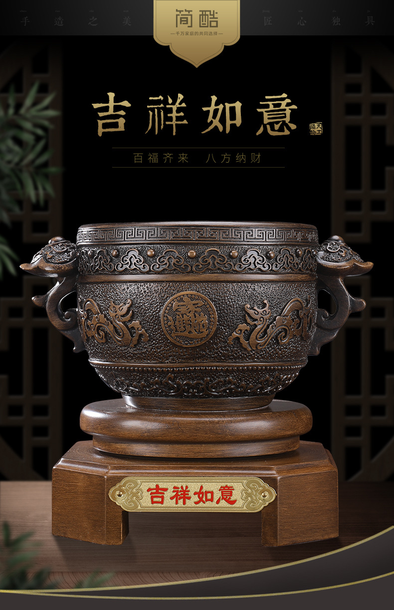 招财进宝聚宝盆摆件风水吉祥物财位聚财玄关电收银台装饰开业礼品