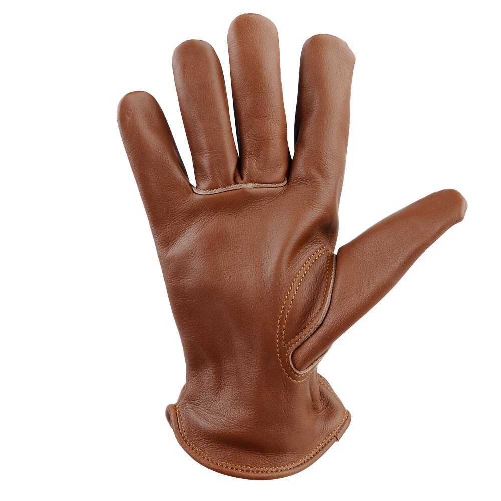 耐脏牛头层皮革手套松紧手套手腕男女通用手套安全工作劳保手套