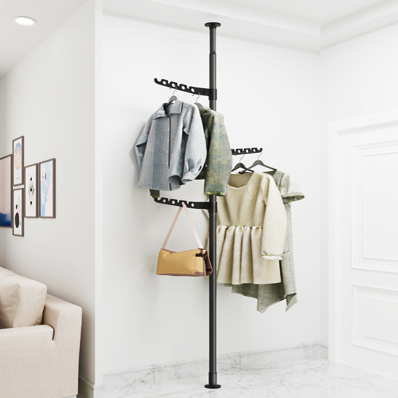 顶天立地晾衣架阳台家用室内卧室落地折叠伸缩式杆晒挂衣架衣杆