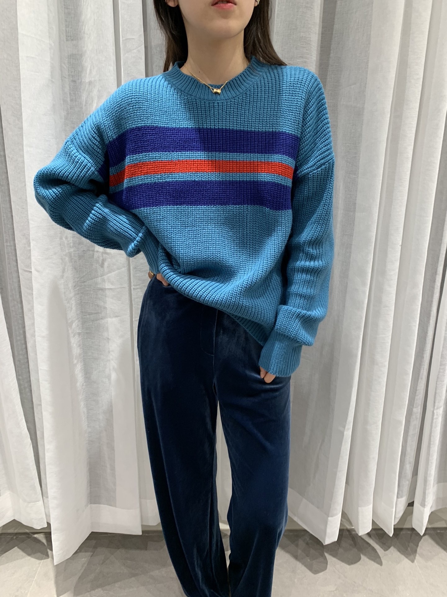 条纹横条针织毛衣图片