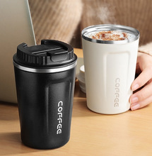 现货不锈钢咖啡杯304真空保温杯便携双层喷塑办公水杯商务礼品