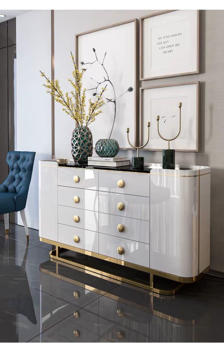 轻奢后现代简约美式北欧小户型大理石玄关柜餐边柜餐厅家用茶水柜