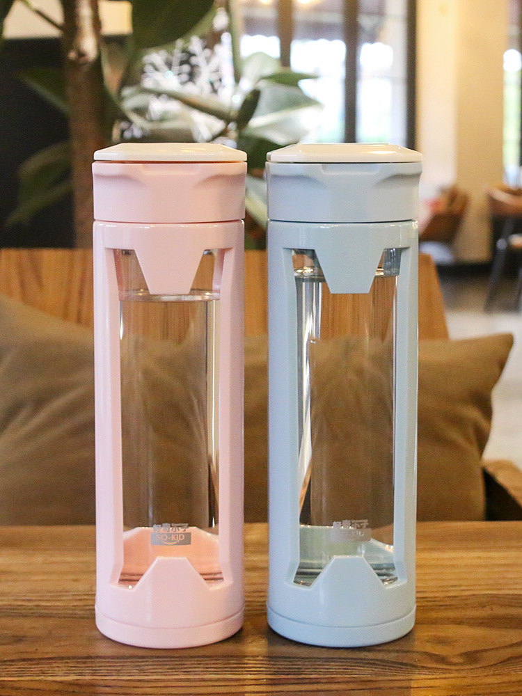 成人玻璃杯700ml吸管杯便携水杯学生ins风家用清新水杯创意随手杯