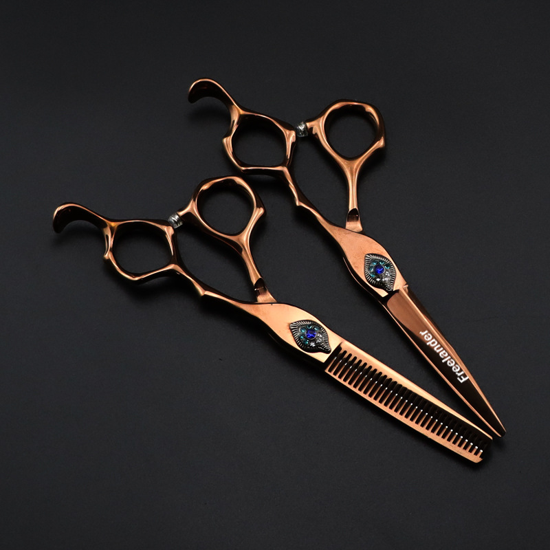 0寸古铜金色 羽毛宝石美发剪刀 理发剪 平剪 刘海剪 牙剪 打薄