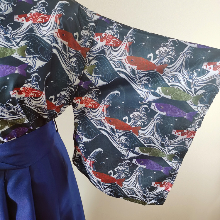 矢羽柄鲤鱼旗和风印花改良和服装羽织上衣百褶半身裙长裙日本和服
