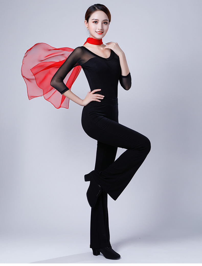 梵舒优雅体态导师推荐形体服连体服套装新基训服女黑色舞蹈练功服