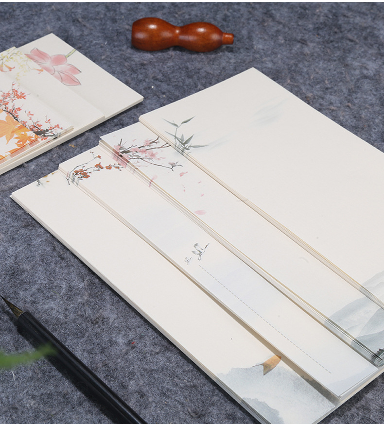 彩色款一笔笺春夏秋冬荷花古风信笺纸小清新小楷毛笔书法硬笔信纸