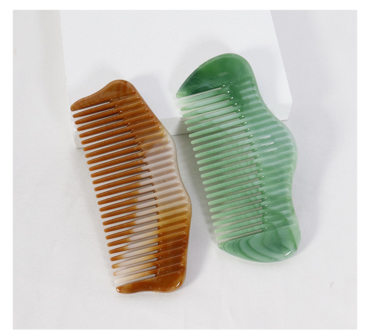 创意时尚新款黄玉梳色泽鲜艳按摩头皮玉翠梳美发梳居家实用防静电