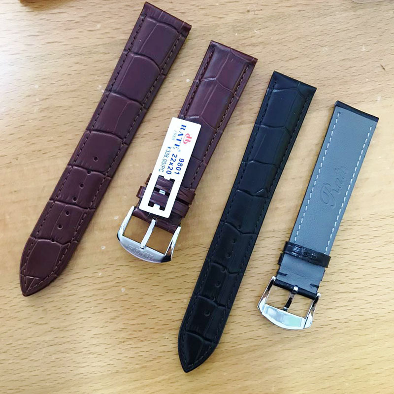 加长特长雷特表带 针扣 连扣 蝴蝶扣手表带 皮表带 黑棕色表带