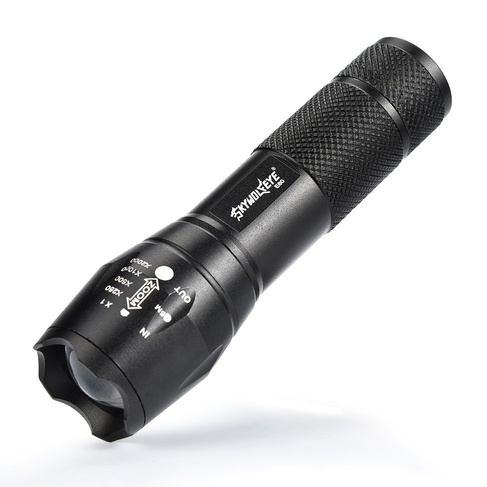 跨境新款5模式伸缩变焦led强光手电筒 t6户外多功能带笔夹手电筒