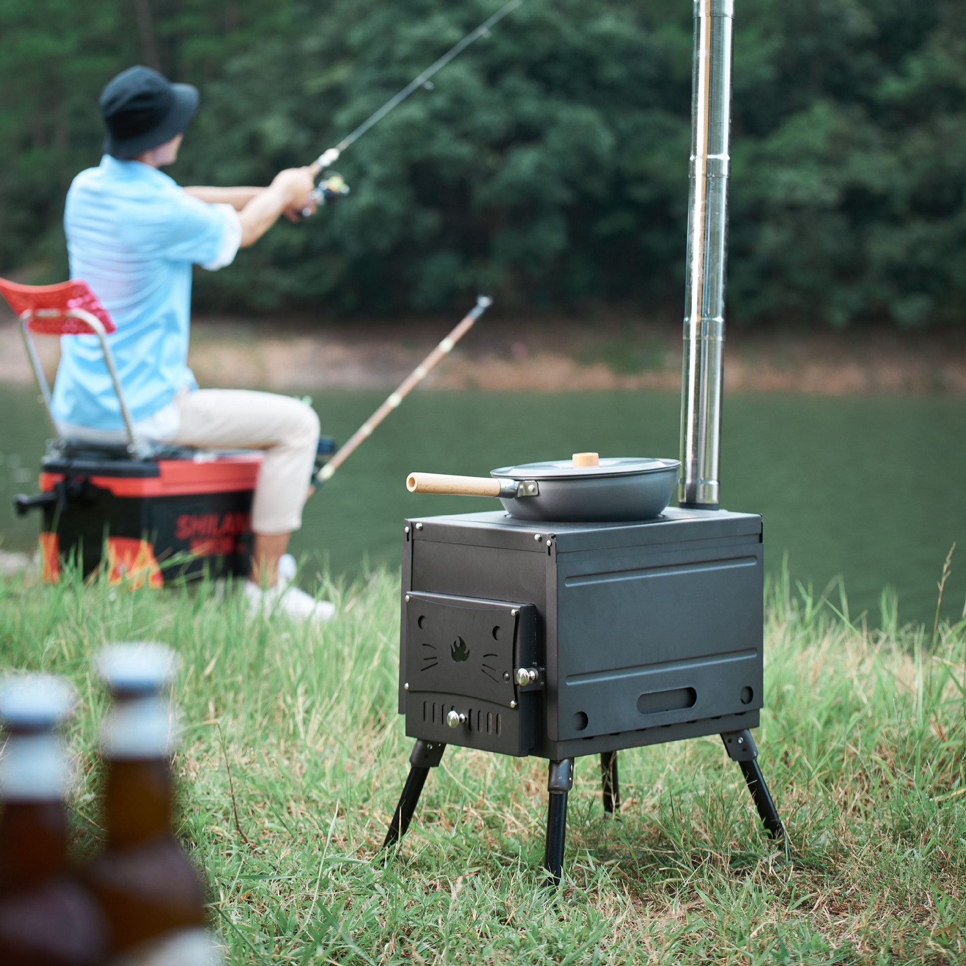 户外柴火炉子便携野餐装备野营 多功能无烟折叠灶野炊炉具野外