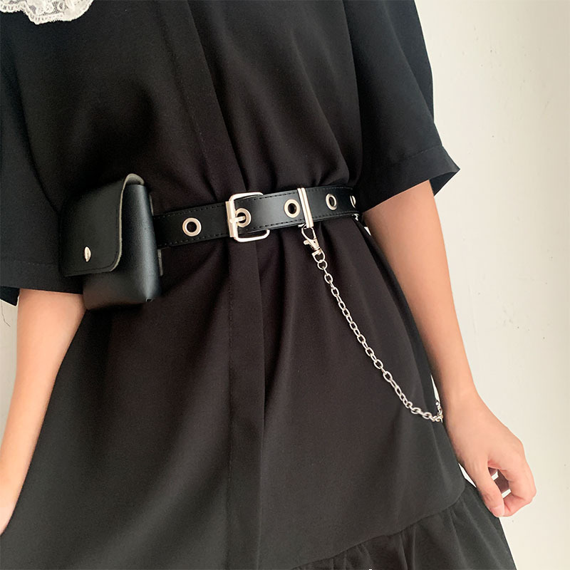 Punch-Free Belt Women's Fashion Accessories Versatile Chain Belt Women's Small Waist Bag Bag Decorative Skirt Super Cool