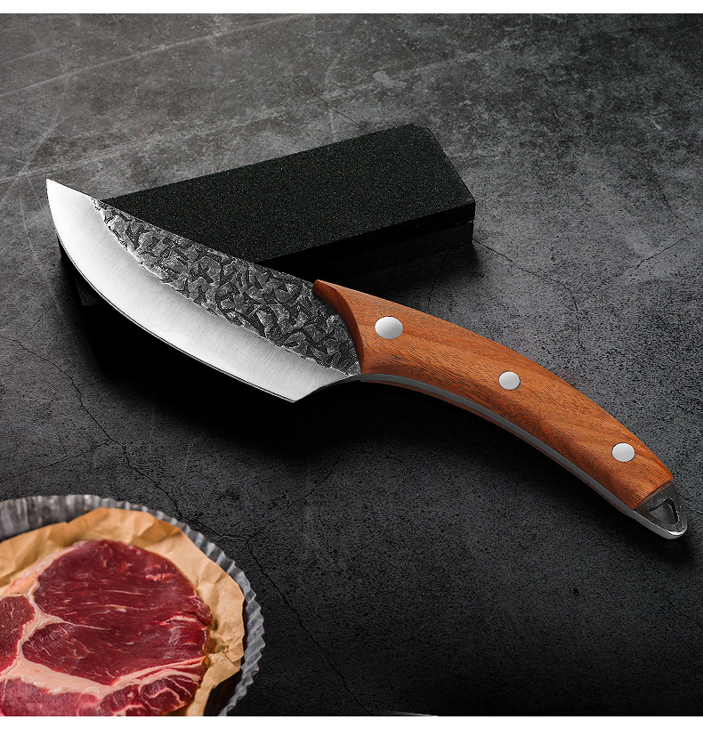 锻打小弯刀剔骨刀菜刀锤纹高碳钢家用户外开片杀鱼切分割肉屠宰刀