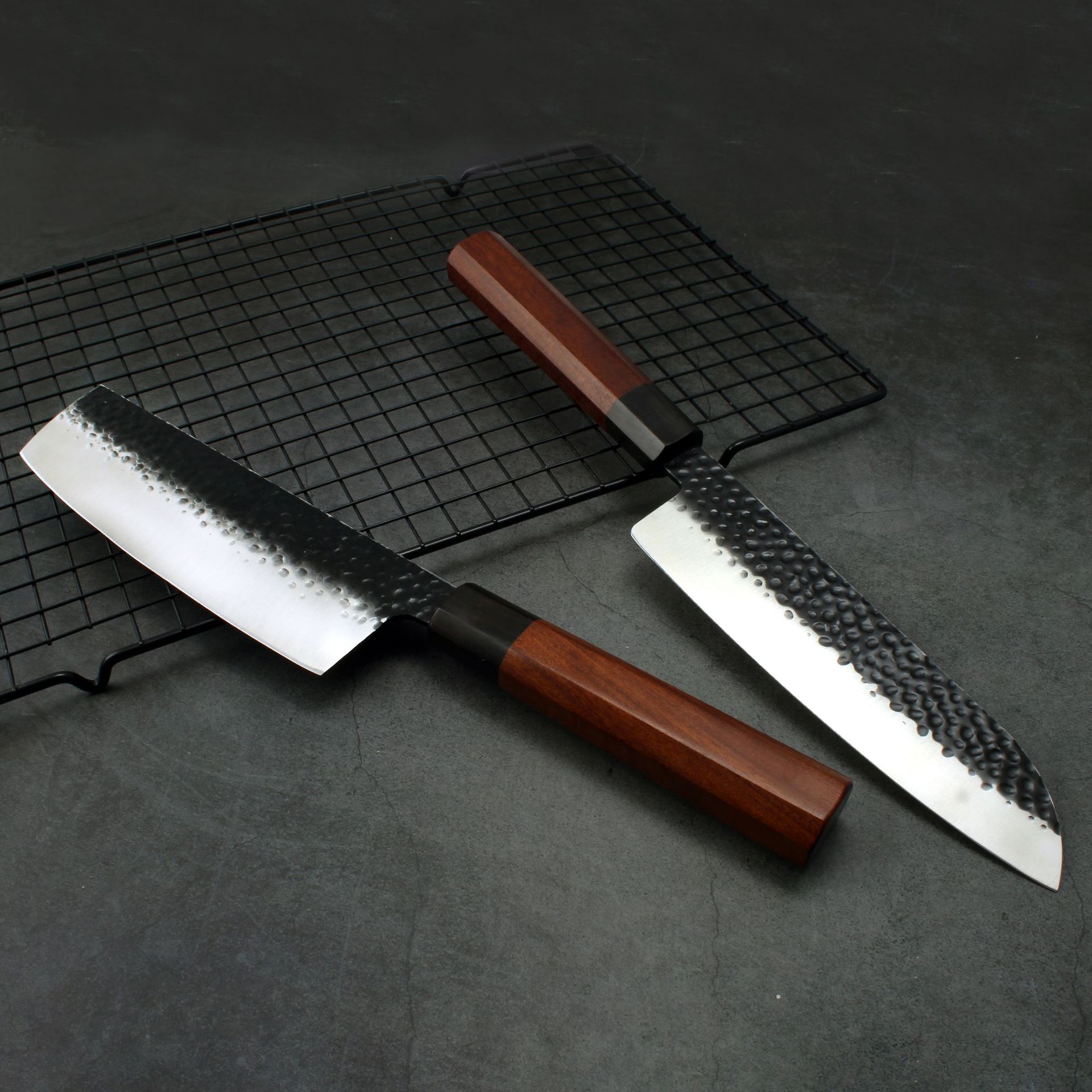 酸枝木黑檀手柄日式厨刀手工锻打刀斩切菜刀切片刀