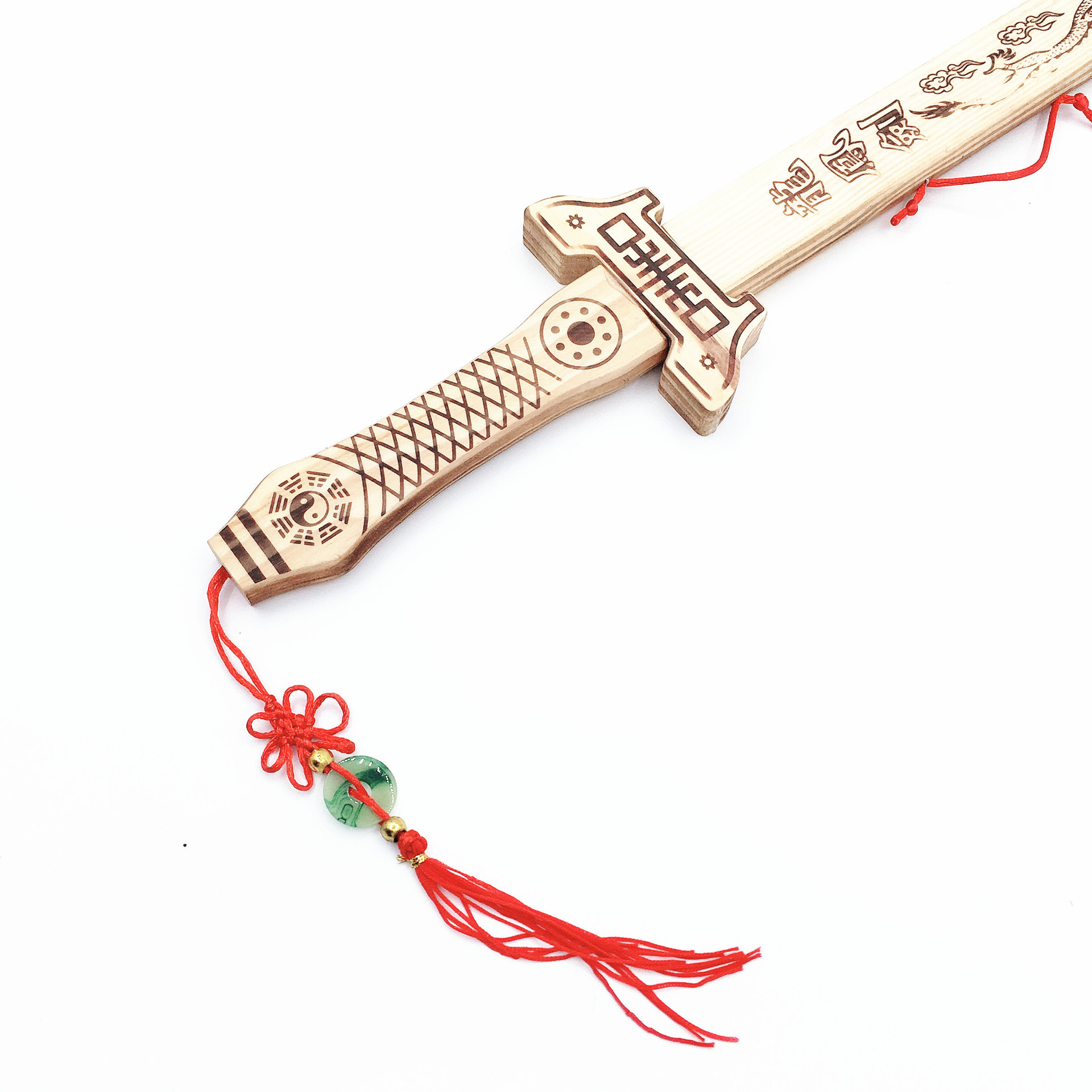 新款木质龙凤宝剑青龙宝剑木壳竹剑带玉木剑竹制刀剑木质青龙剑