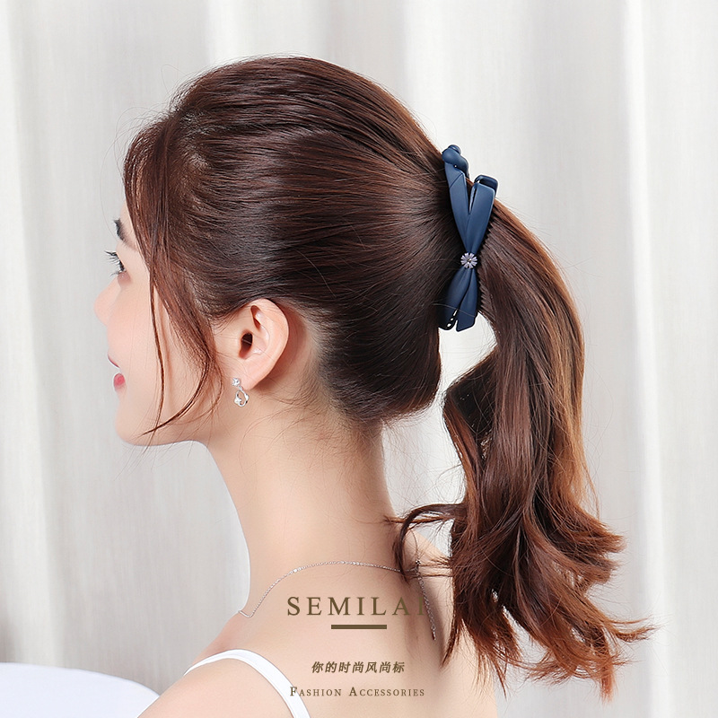 韩国简约蝴蝶结香蕉夹竖夹马尾发夹后脑勺气质少女扎头发卡子大号