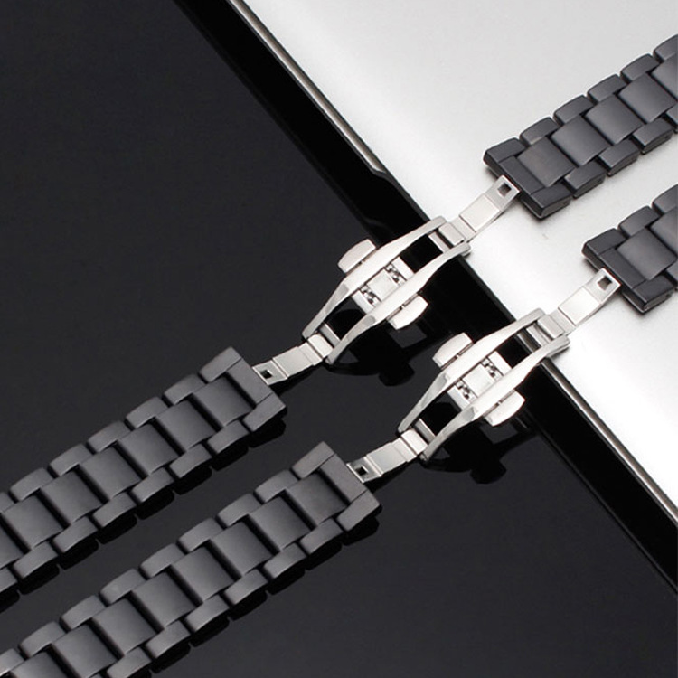 手表智能陶瓷手表带 磨砂喷砂iwatch三株陶瓷表带适配三星华为gt2