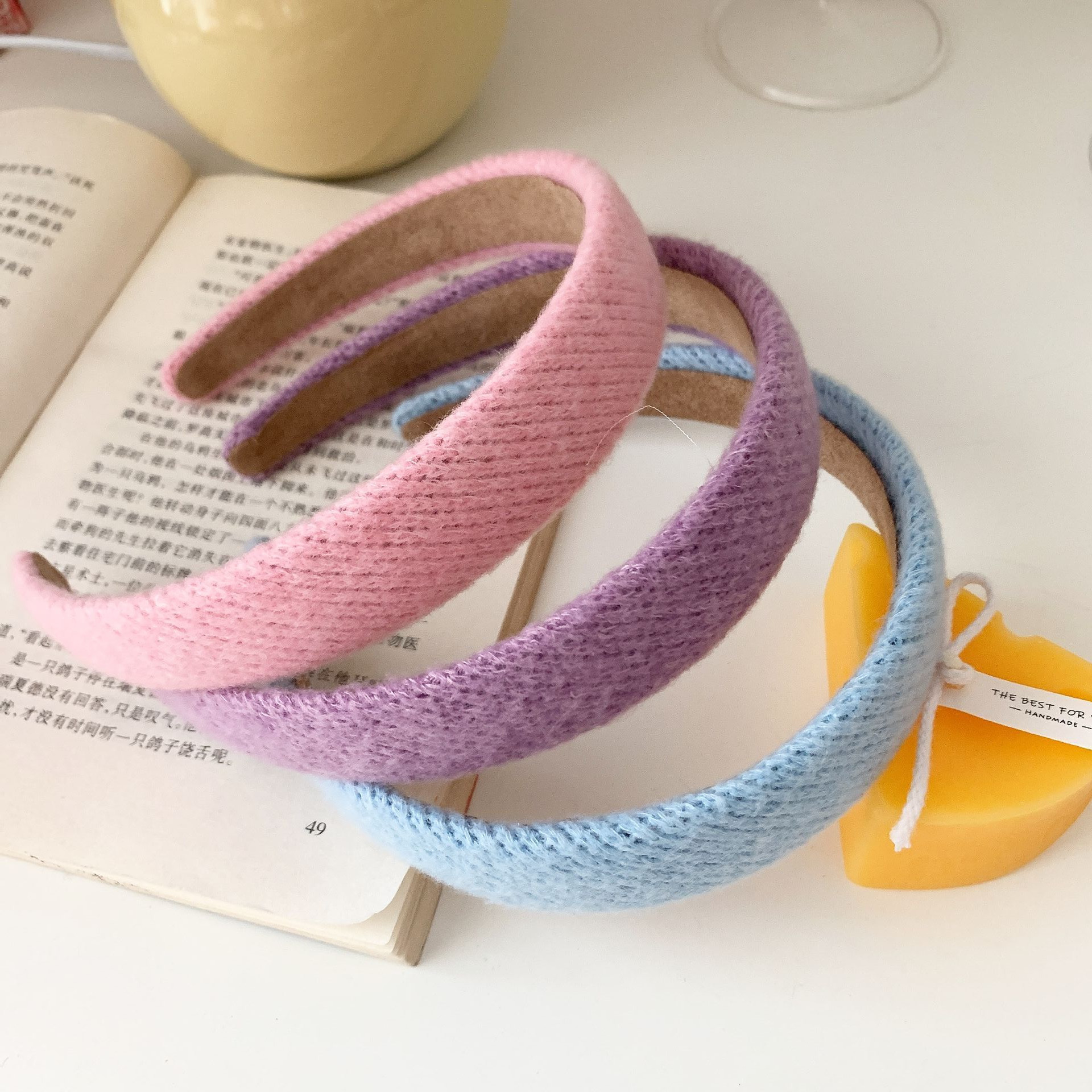 秋冬新款彩色毛线针织发箍法式可爱百搭宽头箍压发洗脸发带发饰