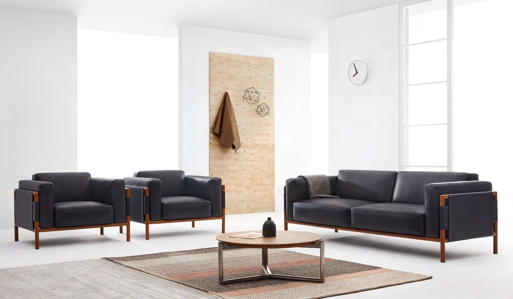 小户型北欧简约办公沙发茶几组合商务接待洽谈会客办公室沙发