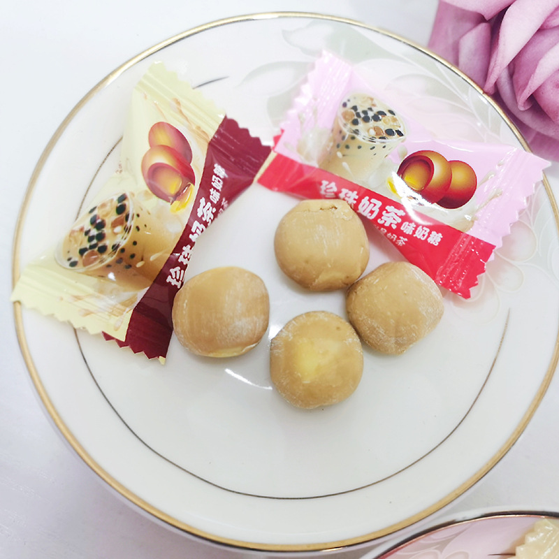 台式珍珠奶茶糖果散装网红创意零食奶茶味奶糖