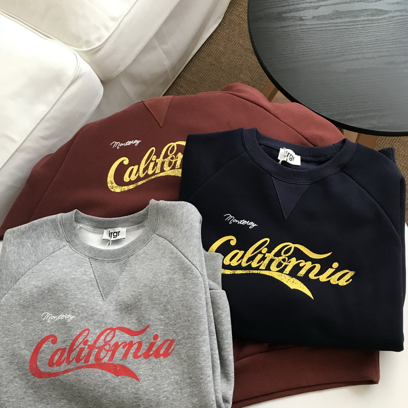 california/慵懒少年感的加利福尼亚宽松加绒秋冬字母印花卫衣