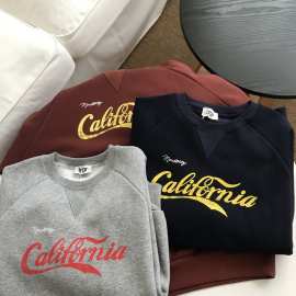california/慵懒少年感的加利福尼亚宽松加绒秋冬字母印花卫衣