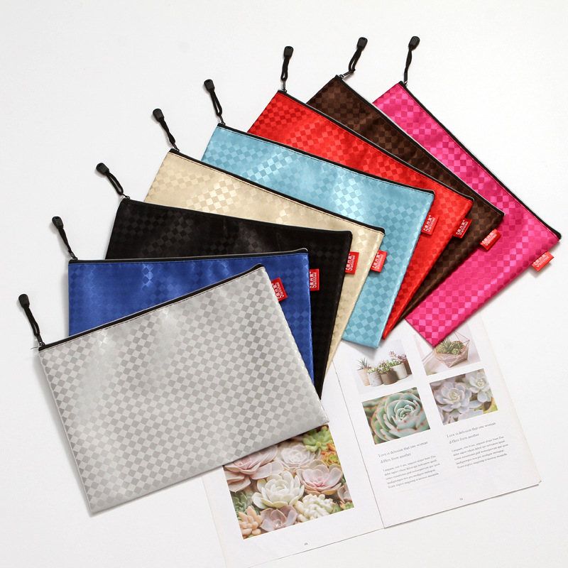 Factory Wholesale Thickened A4 File Bag Material Storage Bag Plaid File Sorting Bag Subject Bag Wholesale