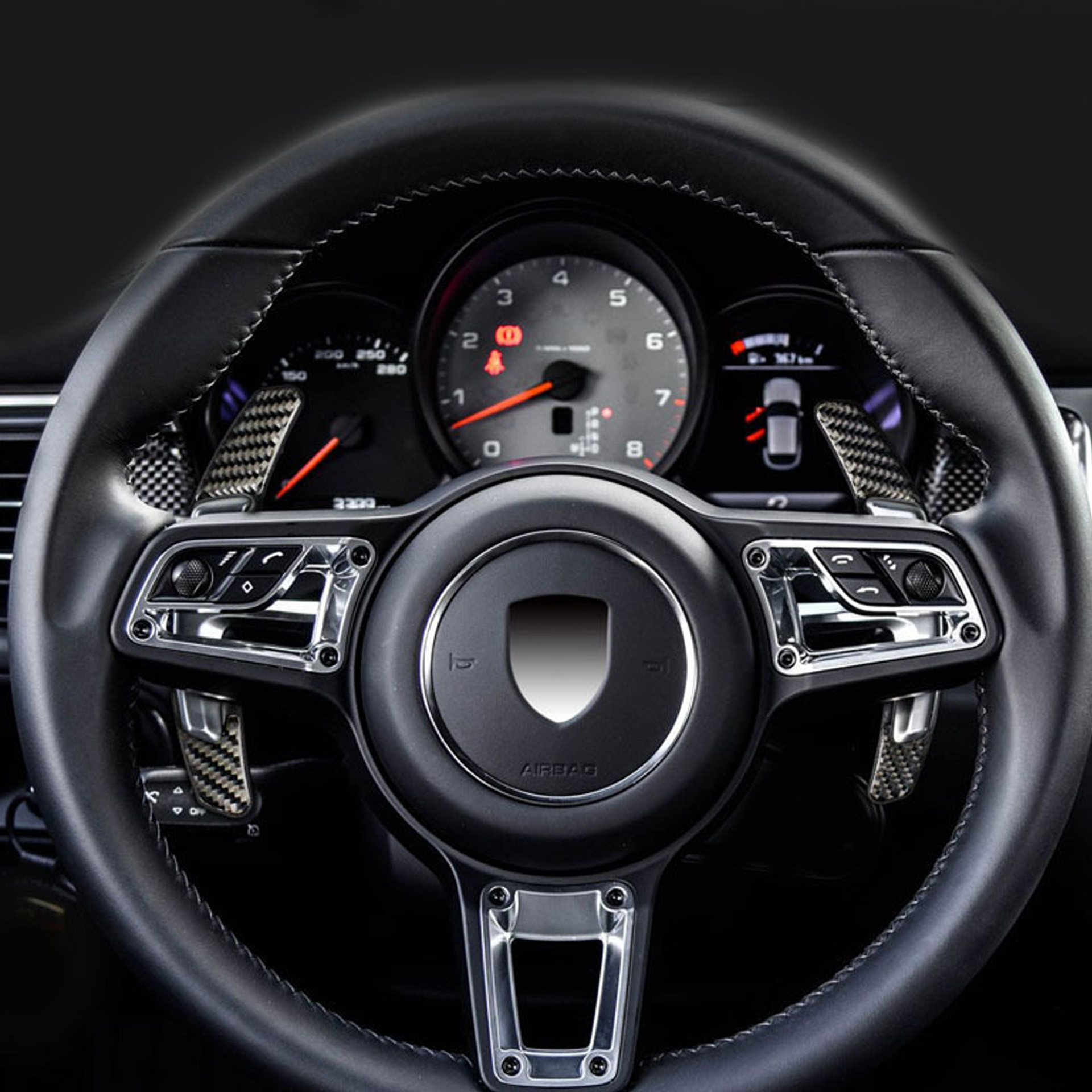 适用于保时捷帕拉梅拉macan 718卡宴911方向盘换挡拨片碳纤维贴件