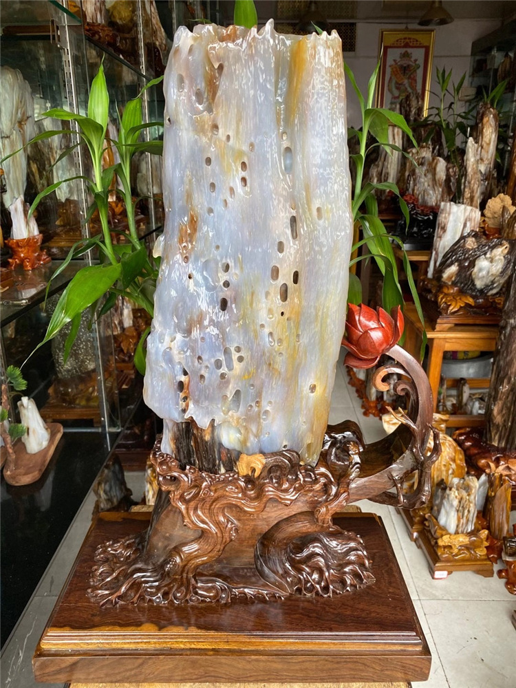 德柏高冰树化玉原石摆件硅化木天然树化石酒店会所大型奇石木化玉