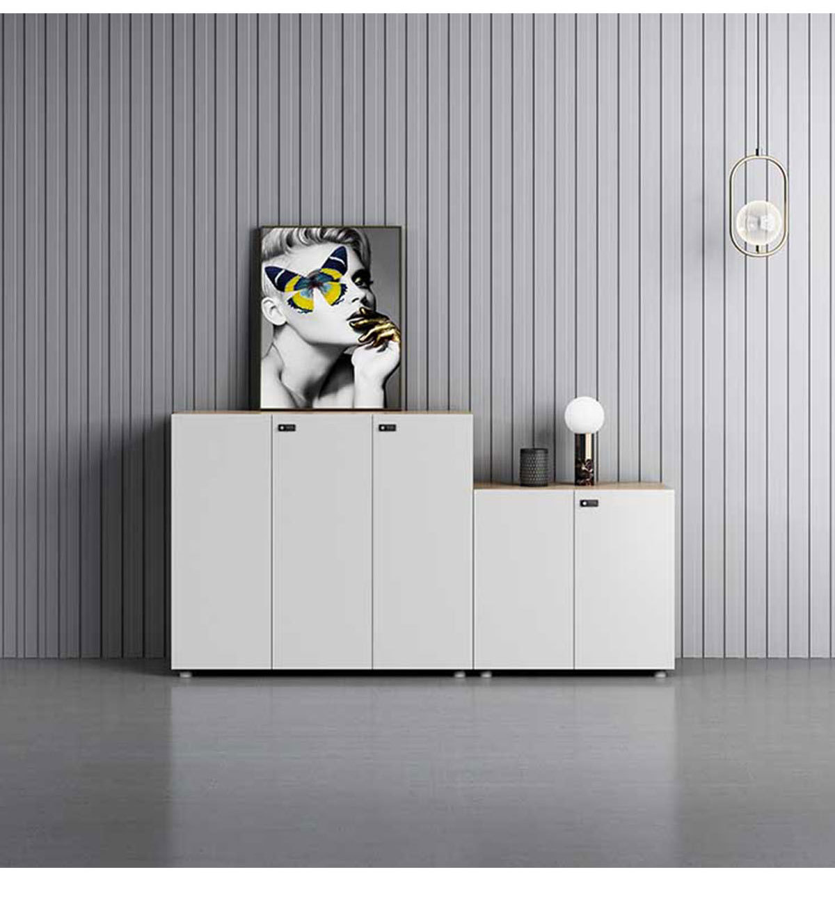 宜洋木质文件柜资料柜办公室财务板式档案矮柜带锁收纳储物更衣柜