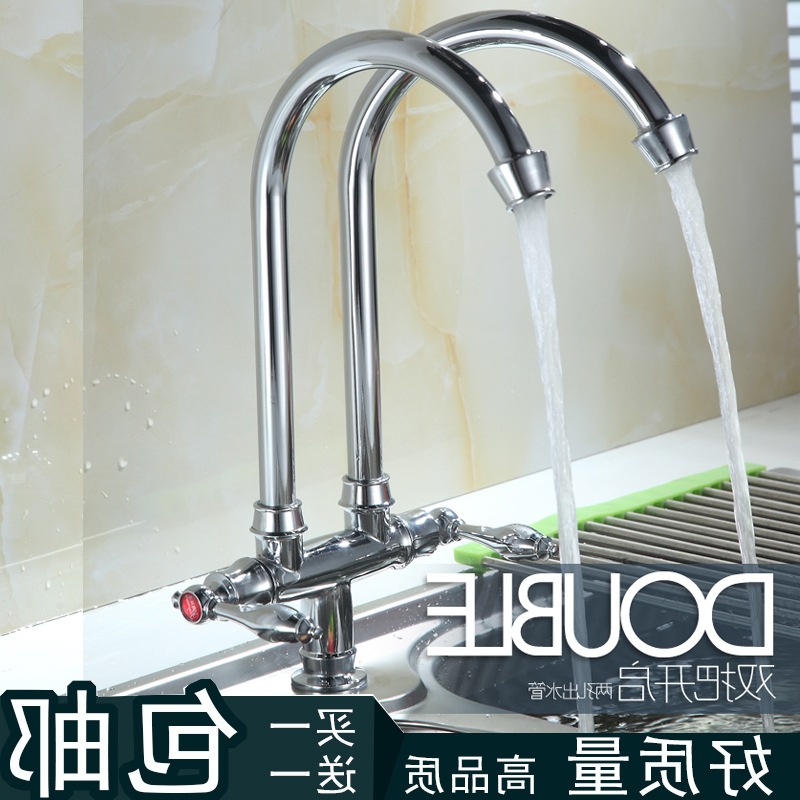 双把厨房洗菜盆水龙头单冷净水双管双出水洗碗机水龙头