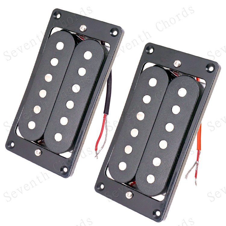 双块双联电吉他双线圈拾音器 humbucker pickup 带边框铝底板黑